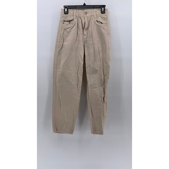 H&M Women's Tan High-Waist Twill Casual Trousers SZ 2 - Picture 1 of 11